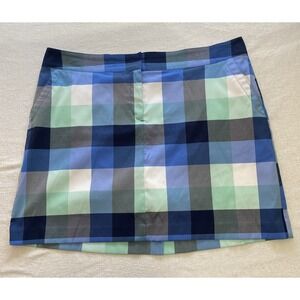 IZOD Golf Skort Womens Size 16 Blue Plaid Preppy Pull On Athletic Skirt Shorts